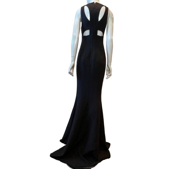 Likely Womens Maxi Fishtail Dress Albury Cutout-Back Trumpet Deep V Neck Black 4 - Picture 4 of 10